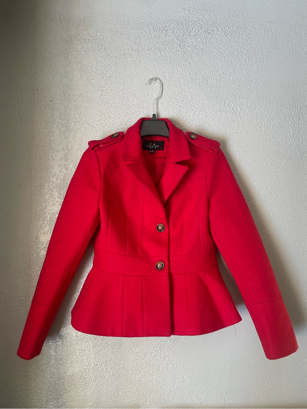 Chelsea & Violet Red Peplum Wool-Blend Jacket